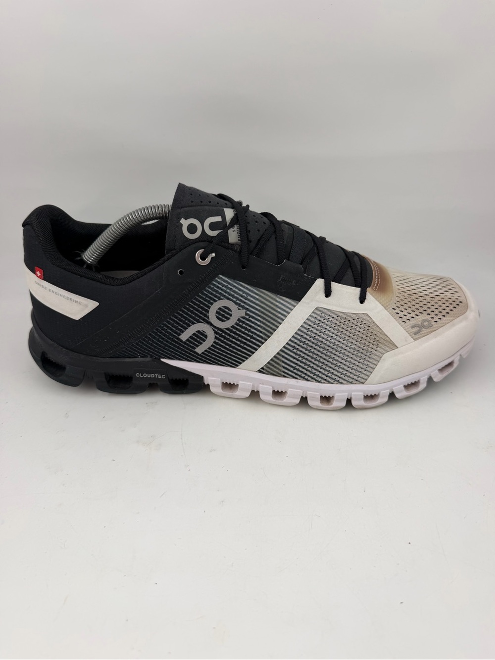 On Running Men’s Cloudflow Black & White -SZ 12- Running Shoes Lace-Up